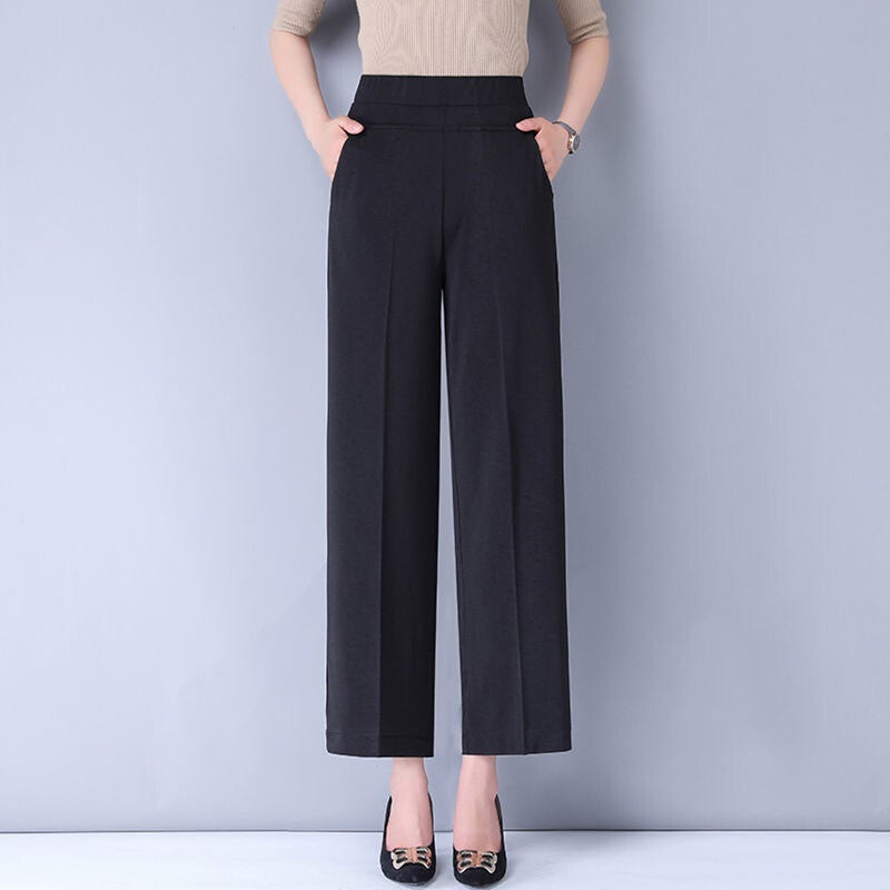 Office Lady Fashion Loose Solid Wide Leg Pants Women Spring Autumn