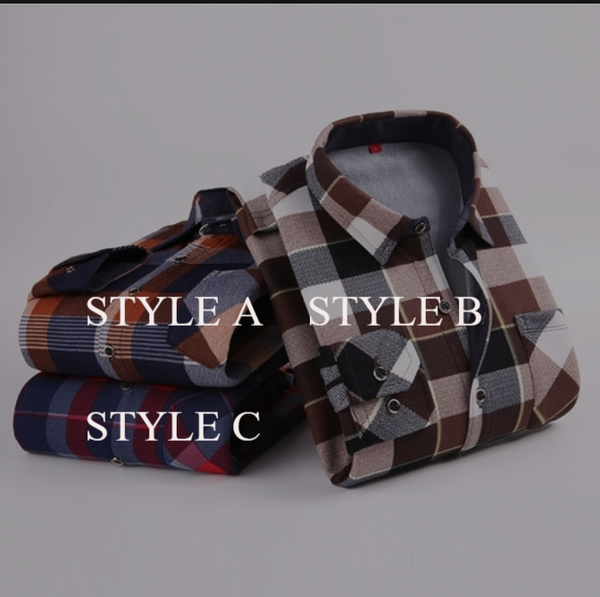 Autumn/winter New Men's Fashion Long Sleeve Plaid Shirt Fleece