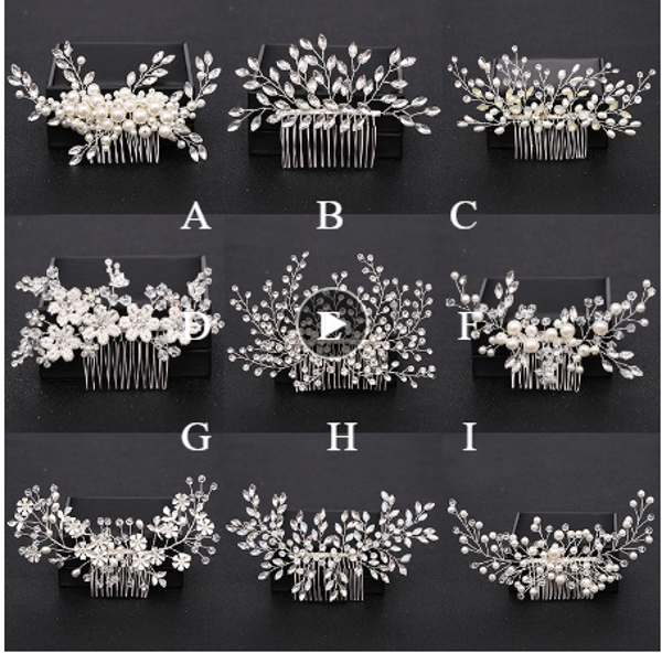 Silver Color Pearl Crystal Wedding Hair Combs Hair Accessories