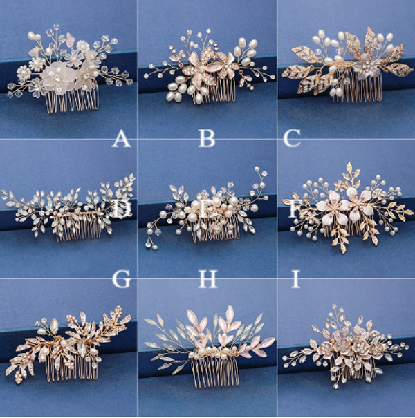 Trendy Handmade Tiara Wedding Hair Comb Leaf flower Bridal Headpiece