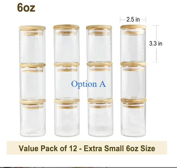 12pcs Glass Spice Jars Set with Bamboo Airtight Lids Labels, Food