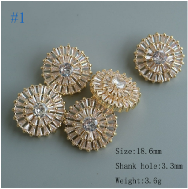 Cubic Zirconia Sewing Buttons | Crystal Luxury Buttons | Luxury Sewing 5 Pieces lot
