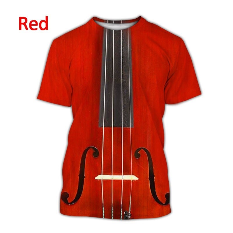 BIANYILONG brand T-shirt summer new violin 3D printing T-shirt men and women musical instrument printing music