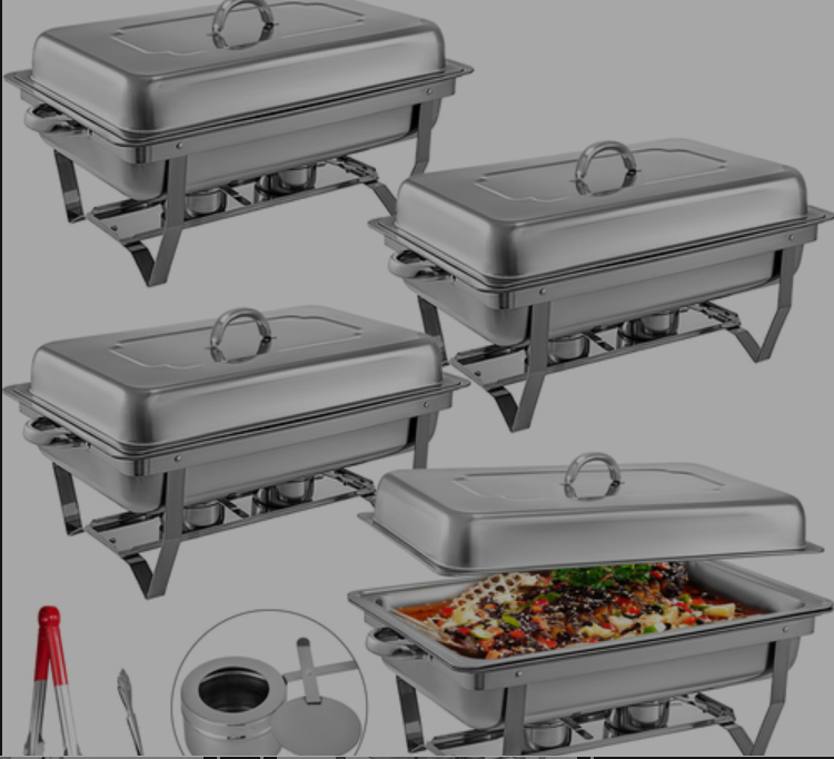 4 Piece 9l Stainless Steel Folding Buffet Stove Food Warmer Dinner