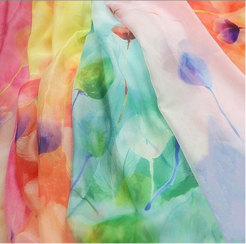 Printed Tulip Gradient Tencel Chiffon Fabric Soft Girl Dress Lining