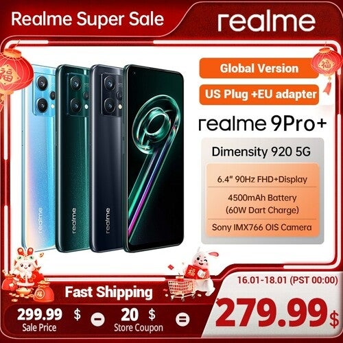 Realme 9 Pro Plus 5g Mobile Phone Dimensity 920 Smartphone Sony Imx766