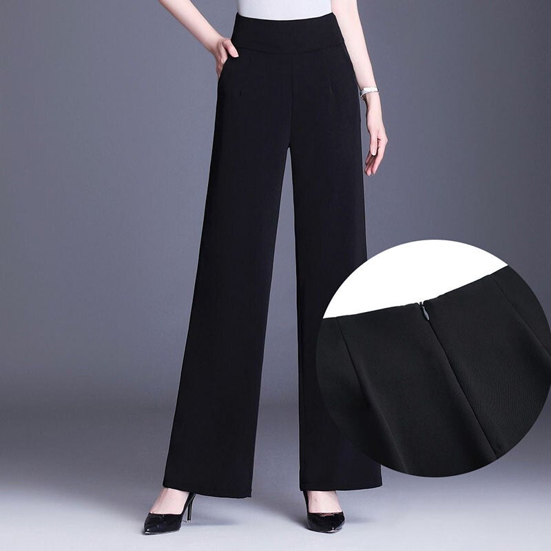 Office Lady Summer Thin Fashion Oversize Pants Zipper High Waist