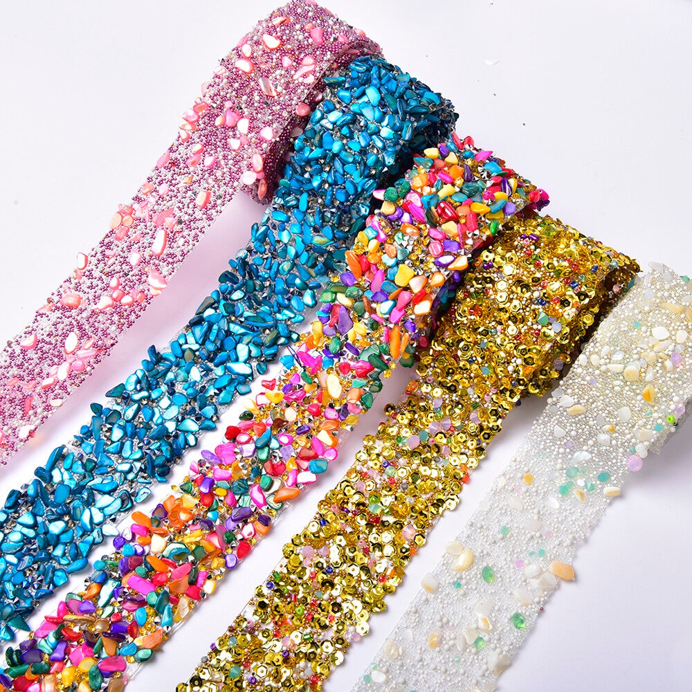 New 1 Yard 3.5Cm Width Hot Fix Rhinestone Tape Trim Glitter Gravel