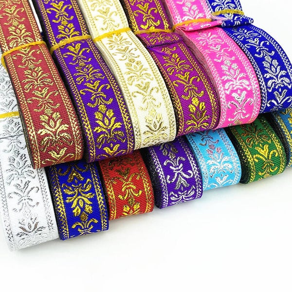 7 Yards 20mm Gold Silver Vintage Ethnic Embroidery Lace Ribbon Boho