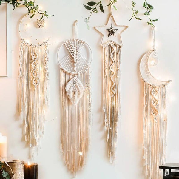 Nordic Star Moon Macrame Wall Hangings Boho Decor Home Garden