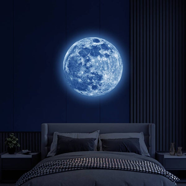 Aesthetic 3D Luminous Moon Wall Sticker Glow In The Dark Fluorescent