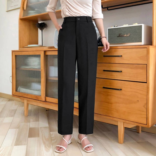 Formal Black Pants Women Office Lady Style Work Wear Summer Thin High