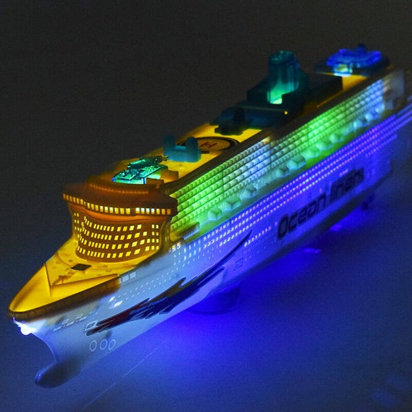 Electronic Large luxury cruise ship Toy Universal rotation music light Boat model