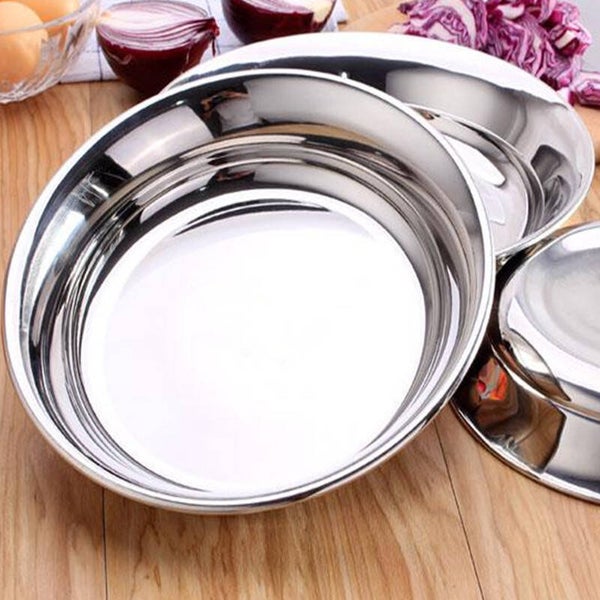 High Quality 304 Stainless Steel Soup Fruits Dessert Plate Tableware
