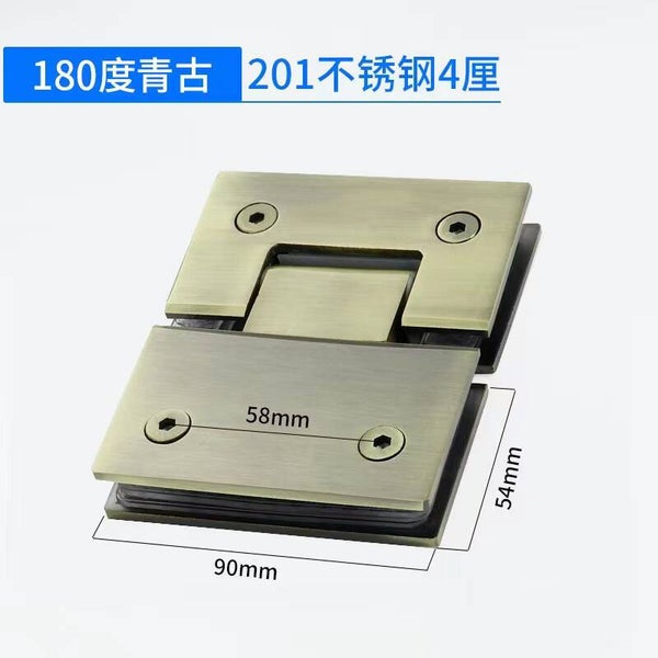 Stainless Steel Rimless Glass Door Hinge 180 degree two-way Glass Door Bathroom Clip Rose Gold Hinge matte black hinge