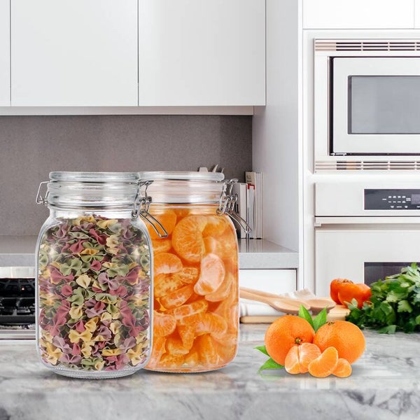 BESTONZON 2PCS Food Storage Containers 1.5L Airtight Glass Storage