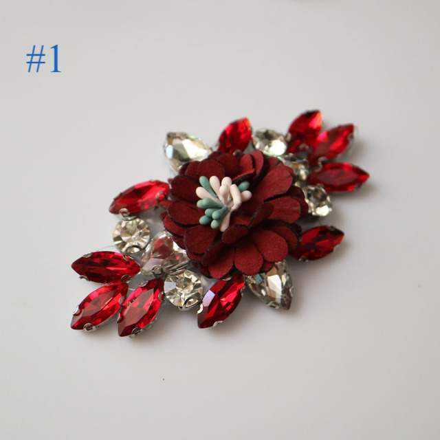 Multi Crystal flower beaded appliques patches for clothing