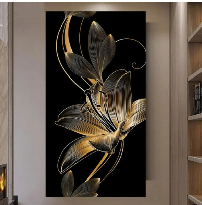 Large Gold and Black Lily 5D full drill Diamond Embroidery Mosaic