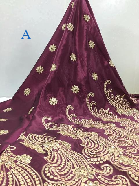 High Quality Purple George Lace African Fabric Raw Silk Embroidery