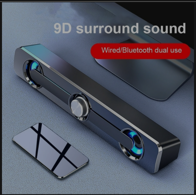 Wired USB+Wireless Bluetooth Computer Speaker Bar Stereo Subwoofer
