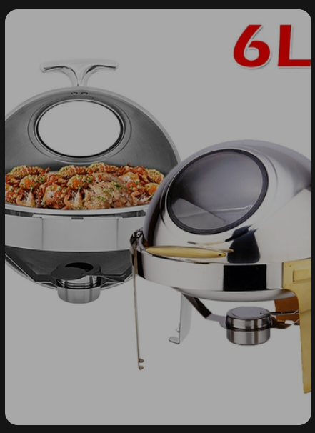 ACCHINGE Round Flip-top Visual Buffet Stove Restaurant Stainless Steel