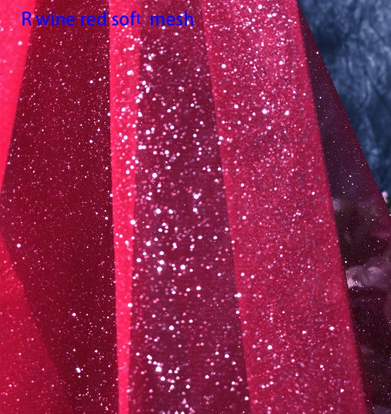 Dark Green Sequin Tulle Fabric | Green Sequinned Tulle Fabric - Green