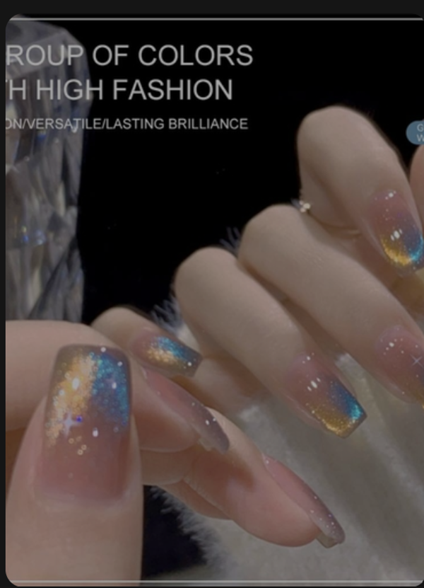 ACCHINGE 10 Bottles 10ml Milky Jelly Pink Gel Nail Polish Laser Cat Magnetic Base Gel