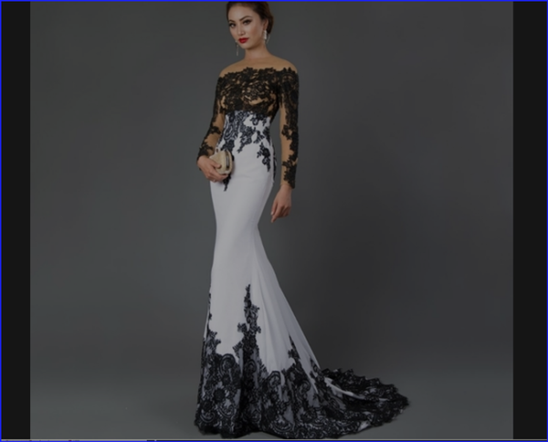 2023 Mermaid Gala Dress Round Neck Long Sleeves Black Silk Lace