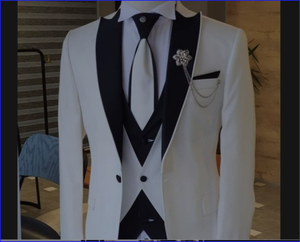 Homme Men Suits Black Peak Lapel Wedding Tuxedo Terno