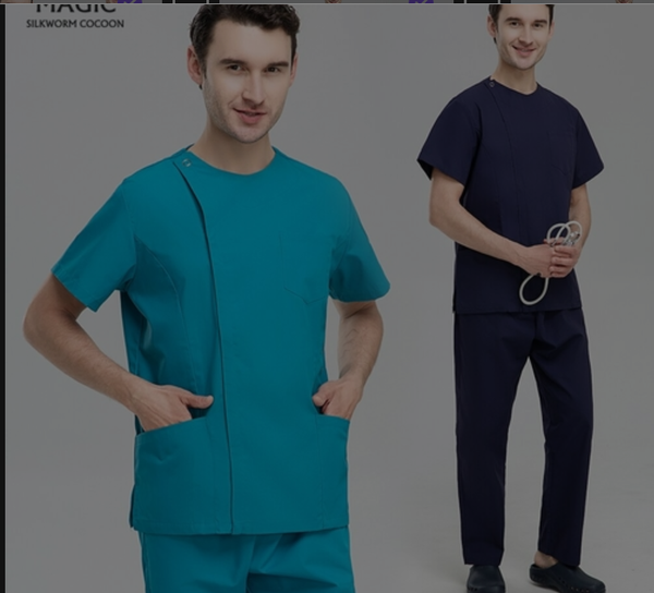 Unisex Operating Room Work Clothes Zipper Scrubs Uniforms Multicolor
