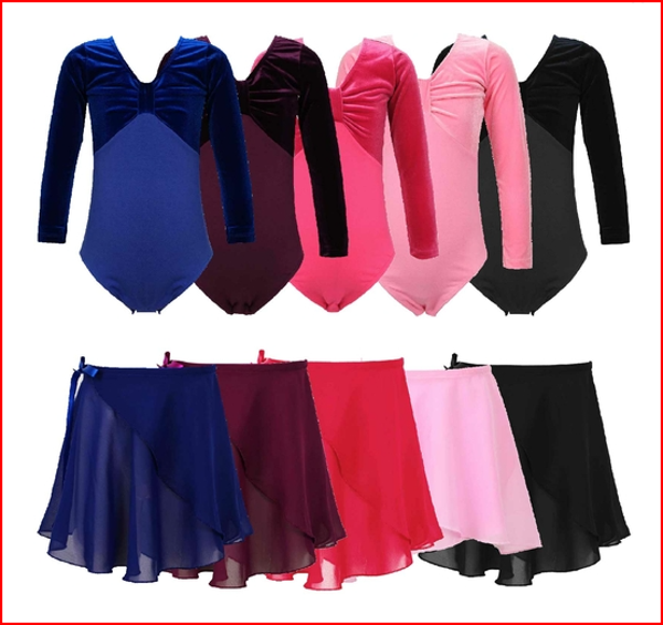 Kids Girls Velvet Long Sleeve Ballet Dance Gymnastics Leotards
