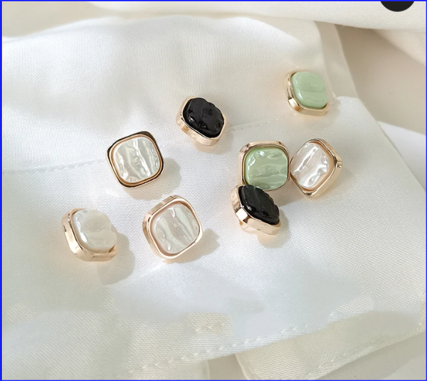 10pcs 10mm Square Metal Shirt Buttons Super Beautiful White Button Down Shirt for Women Small Buttons on Shirt Collar and Cuffs