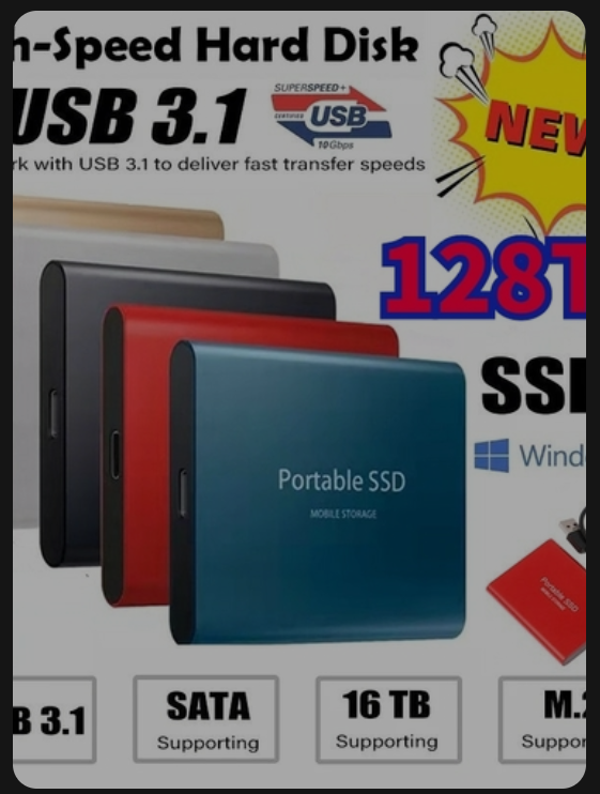 ACCHINGE SSD 500GB 2TB Hard Drive External Type C High Speed USB3.1 4TB 8TB