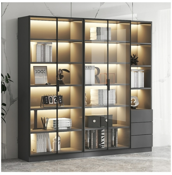 Dust-proof Bookcase With Glass Door Display Cabinet Modern Light