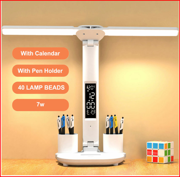 Led Desk Lamp,multifunction Table Lamp With Calendar Usb Touch Night
