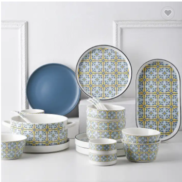 Luxury Tableware Dinnerware Bohemian Restaurant Dish Plate Set Ceramic Dinner Cutlery Set with dinner plates Bowl charger plate