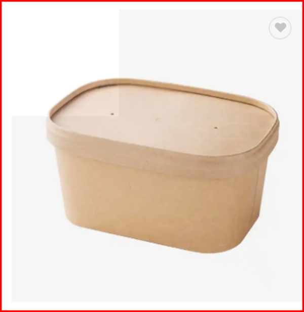 Disposable Bento Lunch Box Kraft Paper Rectangular Salad Bowl Takeout Fast Food Packing Box With Lid