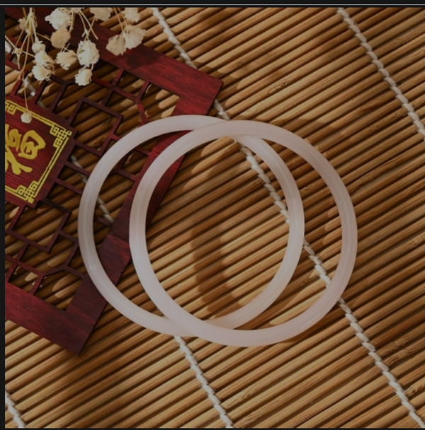 2pcs/set Natural Jade Solid Color Jingle Bangles Retro Simple Glass