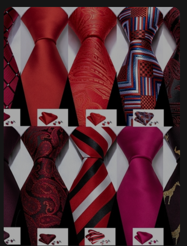 Fashion Silk Men Tie Set Red Burgundy Solid Paisley Striped Plaid