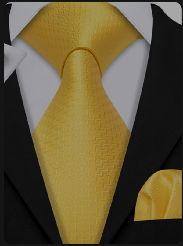Men Tie Set Yellow Floral Silk Tie For Men Wedding Party Necktie