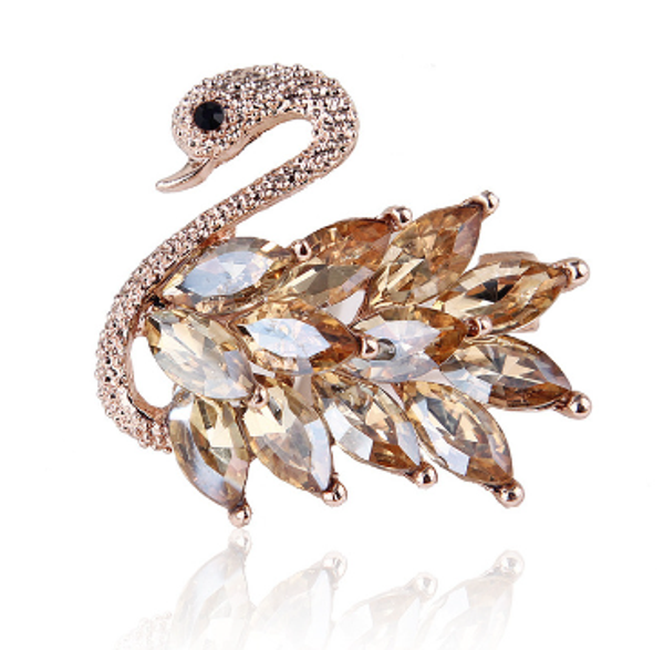 Rhinestone Wedding Accessories | Rhinestone Broch Swan Pin | Swan