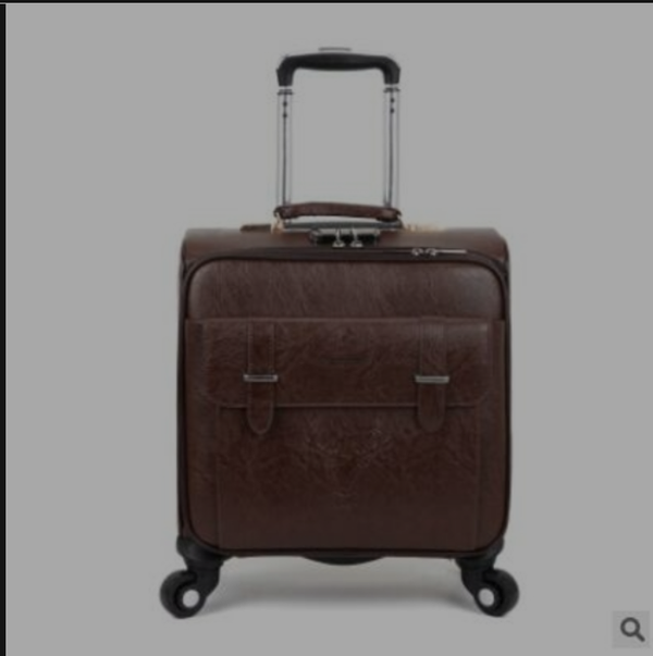 18 Inch Men Spinner suitcase PU business carry on Luggage trolley