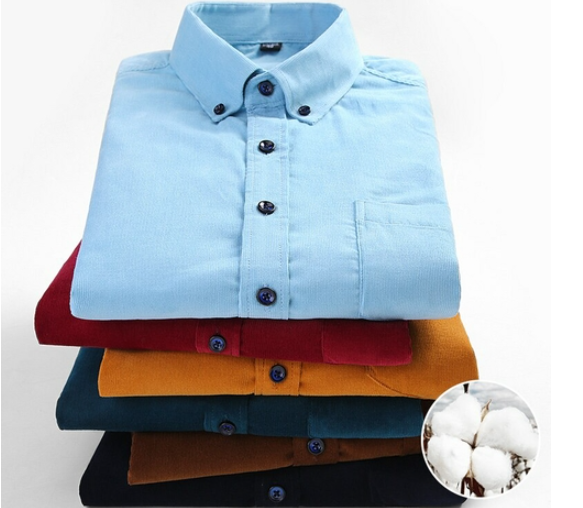 Men Shirt Solid Cotton Corduroy Long Sleeves | Mens Winter Corduroy