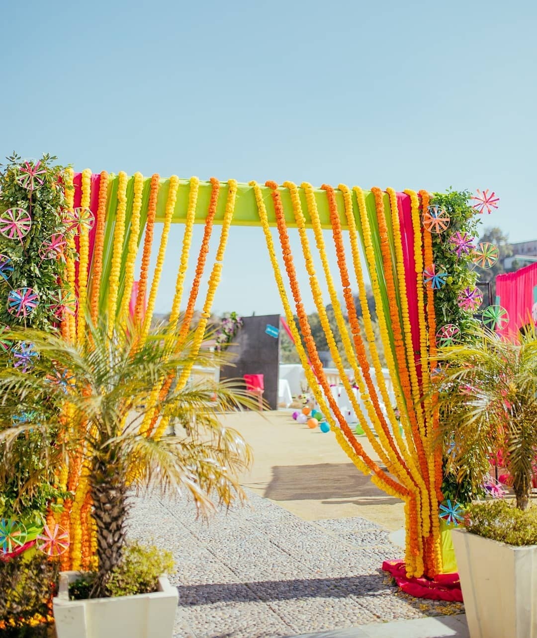 Marigold Flower Garland With 30pcs Flowers, Artificial Flowers