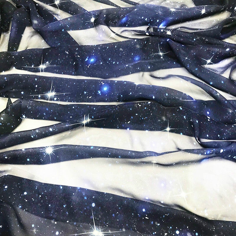 3/5/10m 3D Print Galaxy Star Pattern Chiffon Tulle Design Fabric