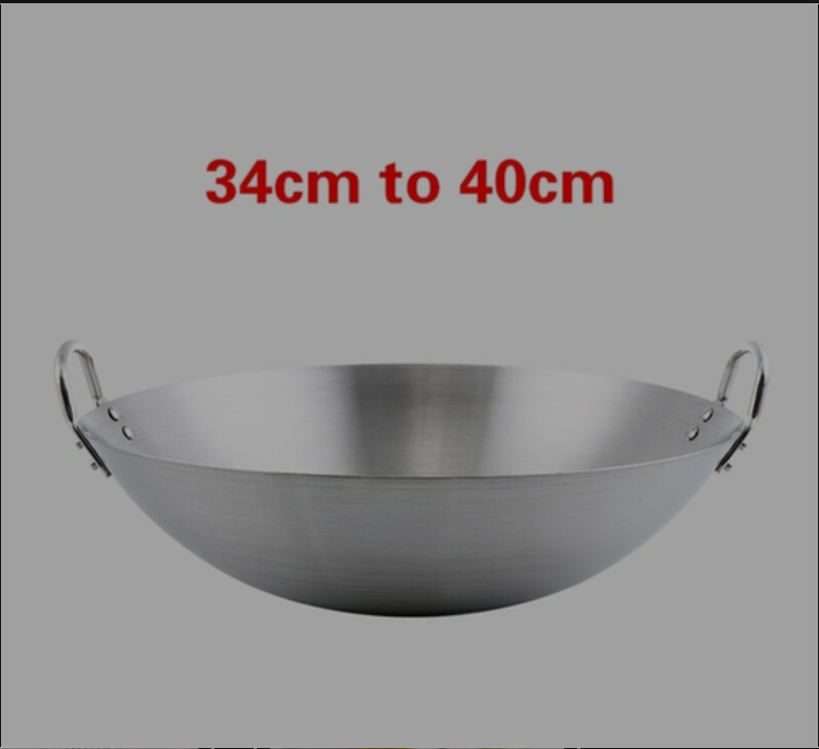 Chinese Traditional Iron Double Ear Chef Fry Wok Stainless Steel Wok