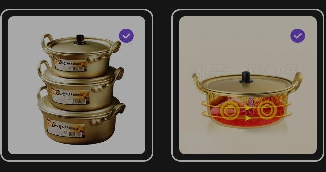 ACCHINGE Korean Ramen Noodles Pot Aluminum Soup Pot Gold Stainless Steel