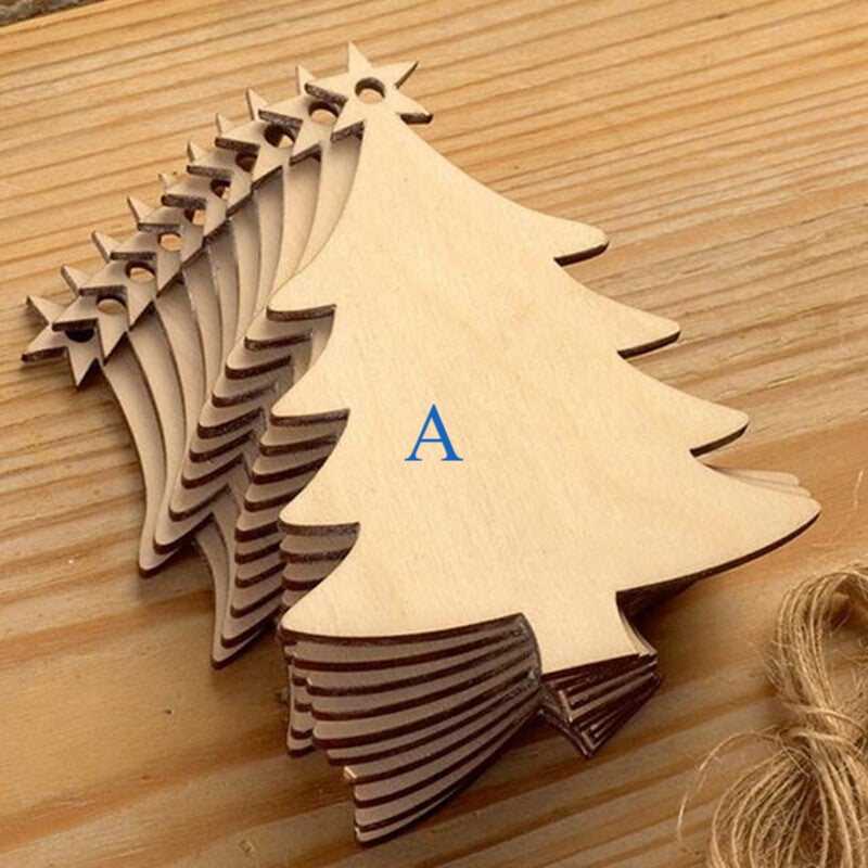 100pcs Wooden Tree Embellishments Wood Christmas Tree Blanks