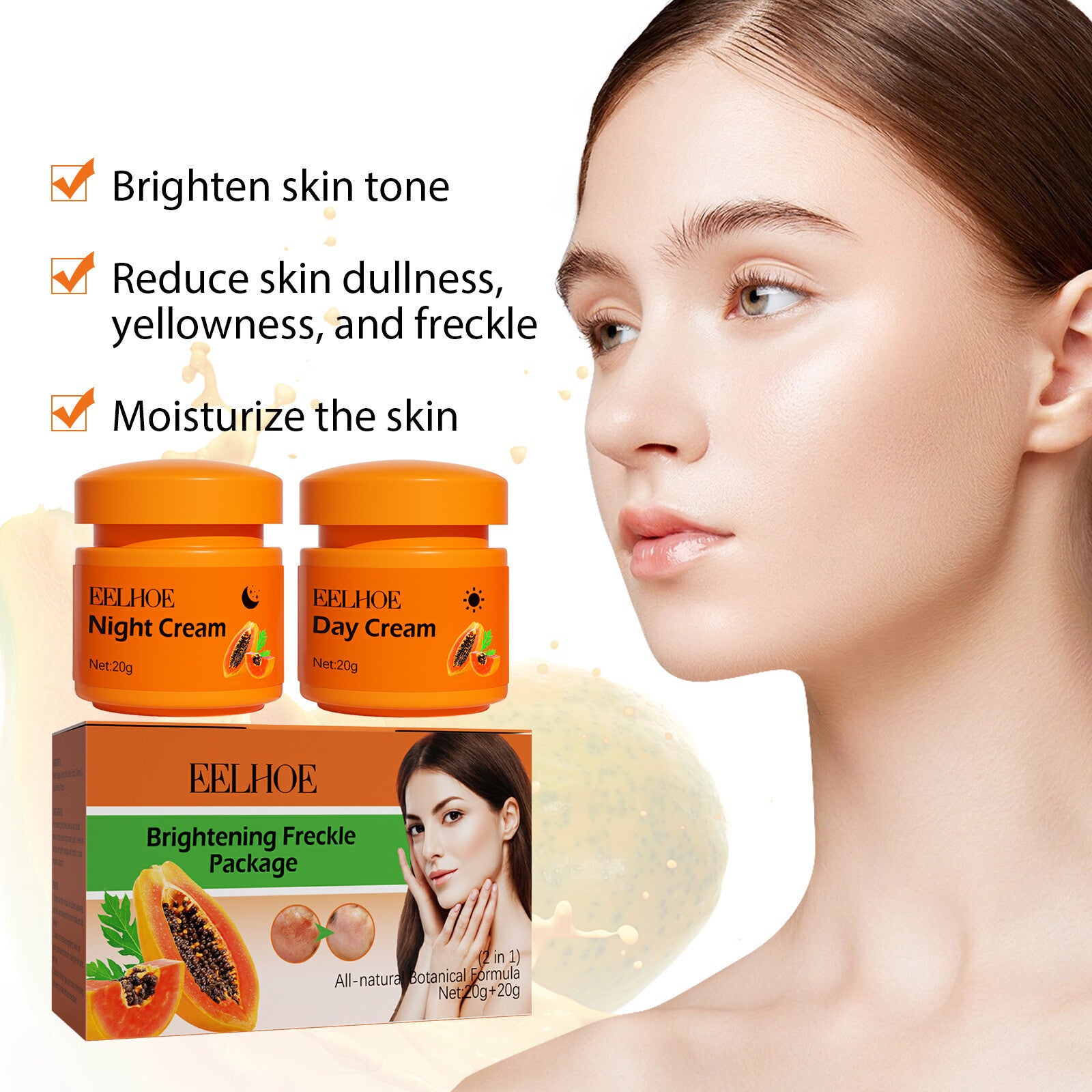 Papaya Day Night Cream Remove Dark Spots Melanin Black Dots Melasma