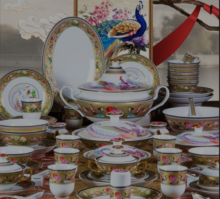 Jingdezhen Porcelain Enamel Cutlery European Style Chinese Wedding